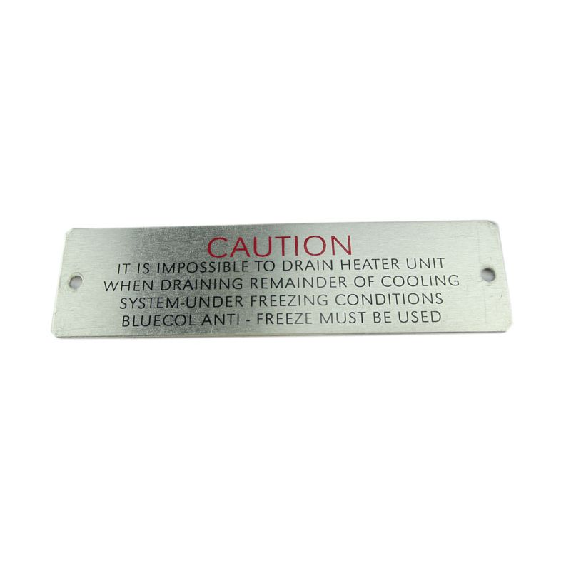 HEATER CAUTION PLATE:  XK MODELS, DART