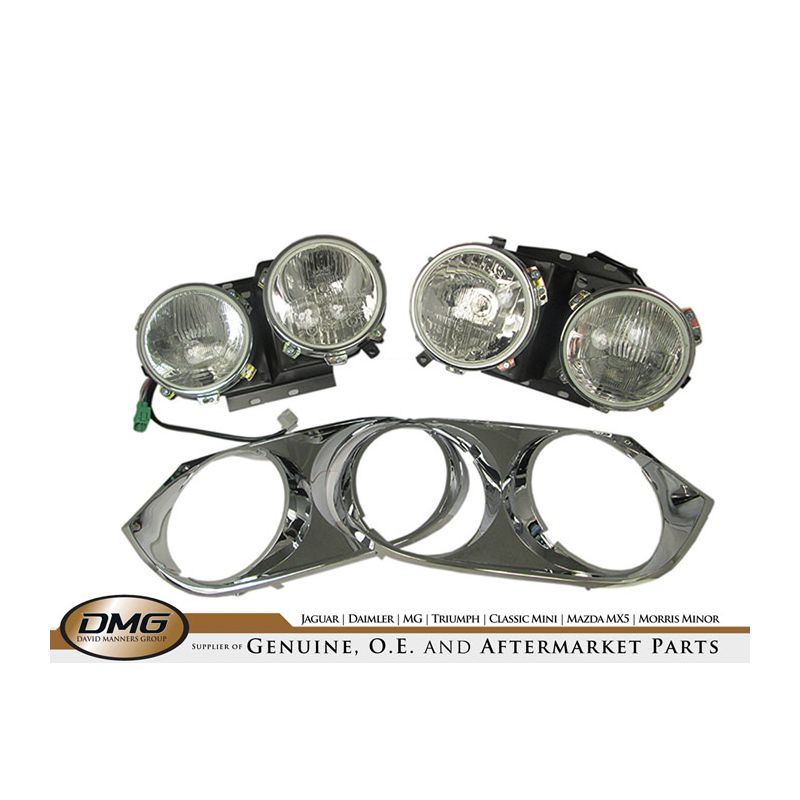 TWIN HEADLAMP CONVERSION KIT:  XJS RHD FACELIFT (CHROME PLASTIC TRIM)