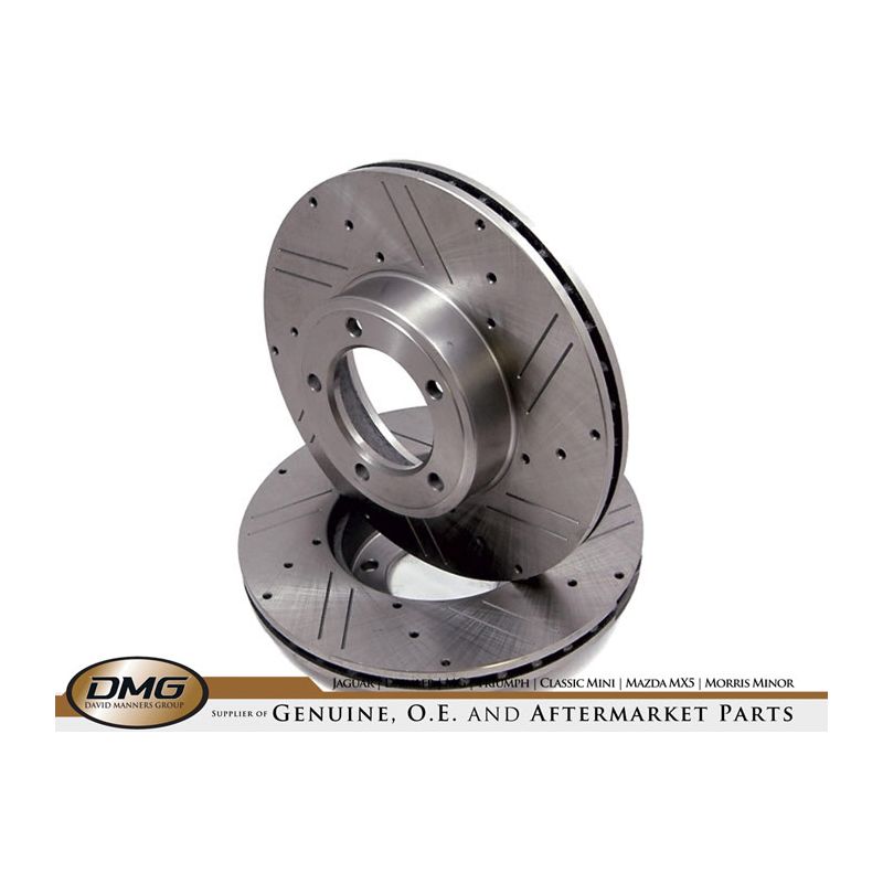 FRONT BRAKE DISCS (DRILLED/SLOTTED) (PAIR):  XJ6, XJ12, XJS, E-TYPE S3