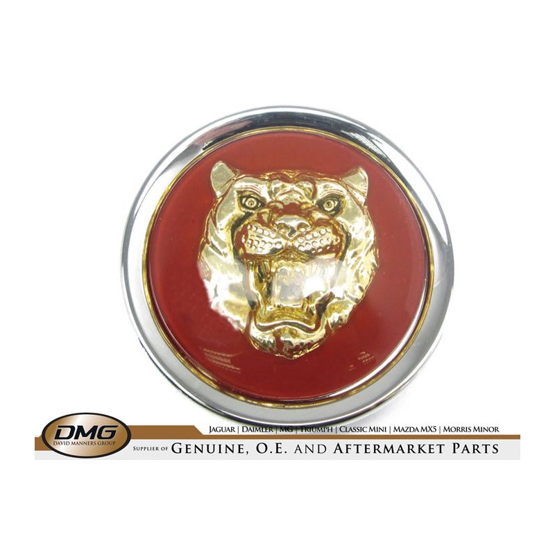 ROAD WHEEL BADGE (GOLD/RUBY):  XJ (X300)