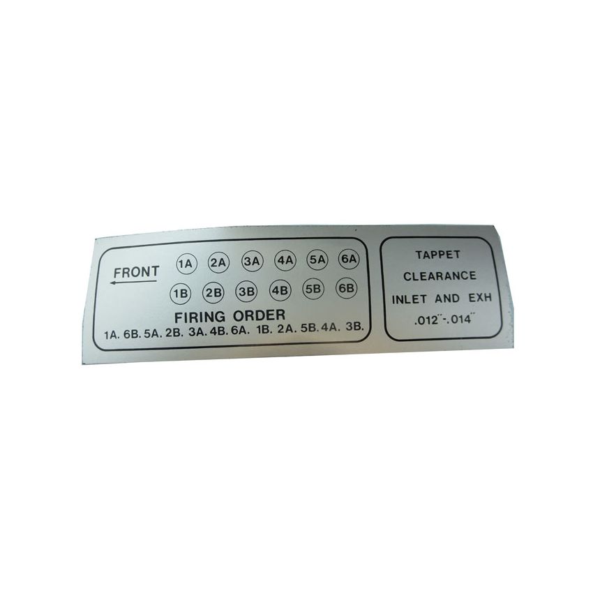 FIRING ORDER DECAL:  E-TYPE V12, XJ12