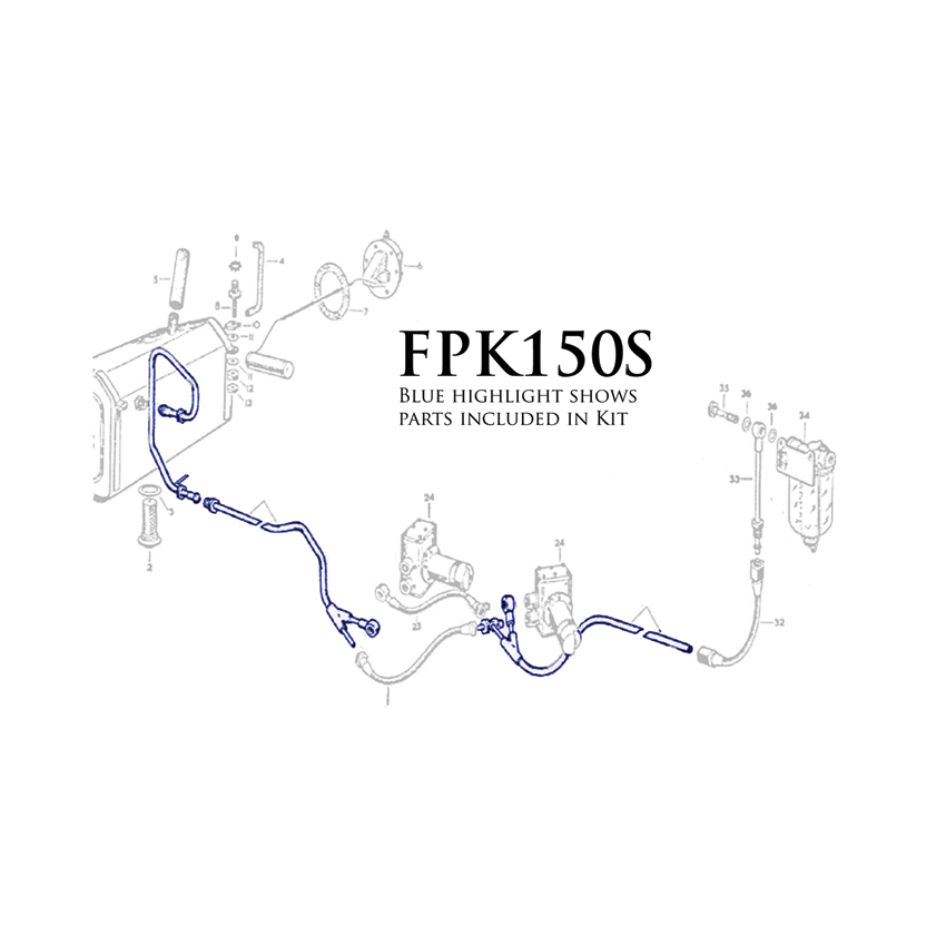 COPPER FUEL PIPE SET:  XK150S (TWIN PUMP)