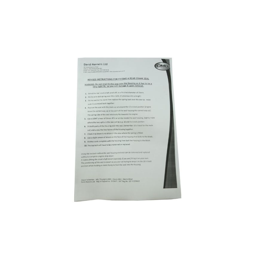 CRANK SEAL CONVERSION KIT INSTRUCTIONS