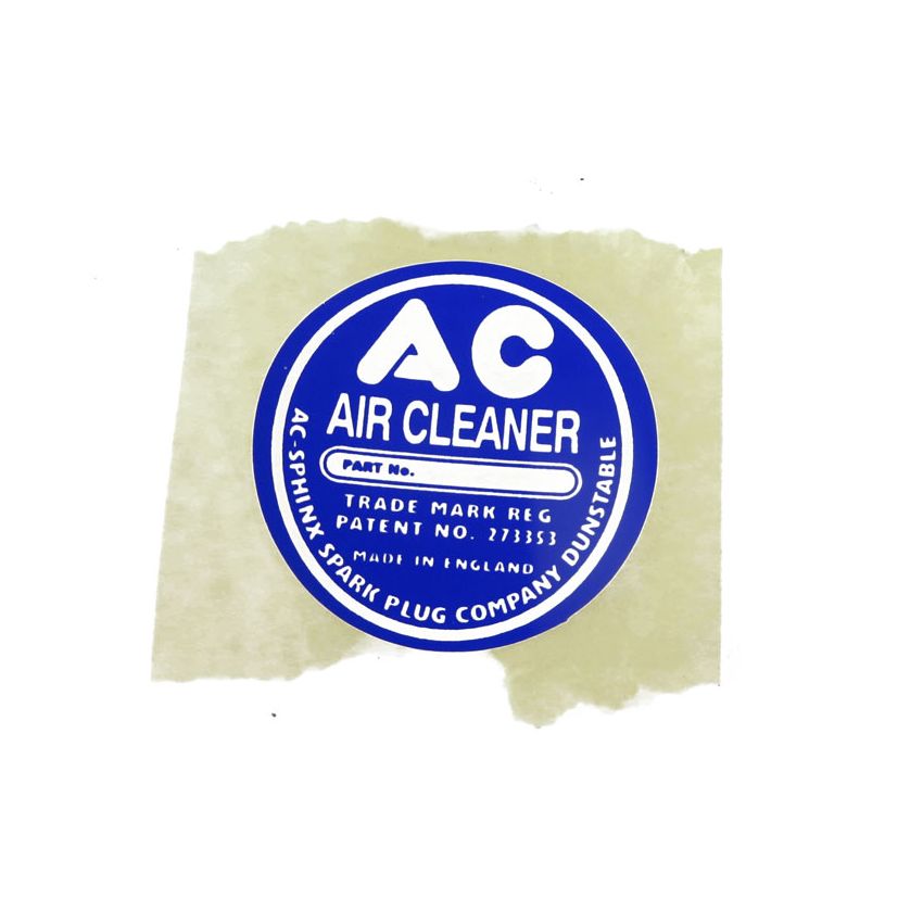 AC AIR CLEANER LABEL:  DART, XK MODELS