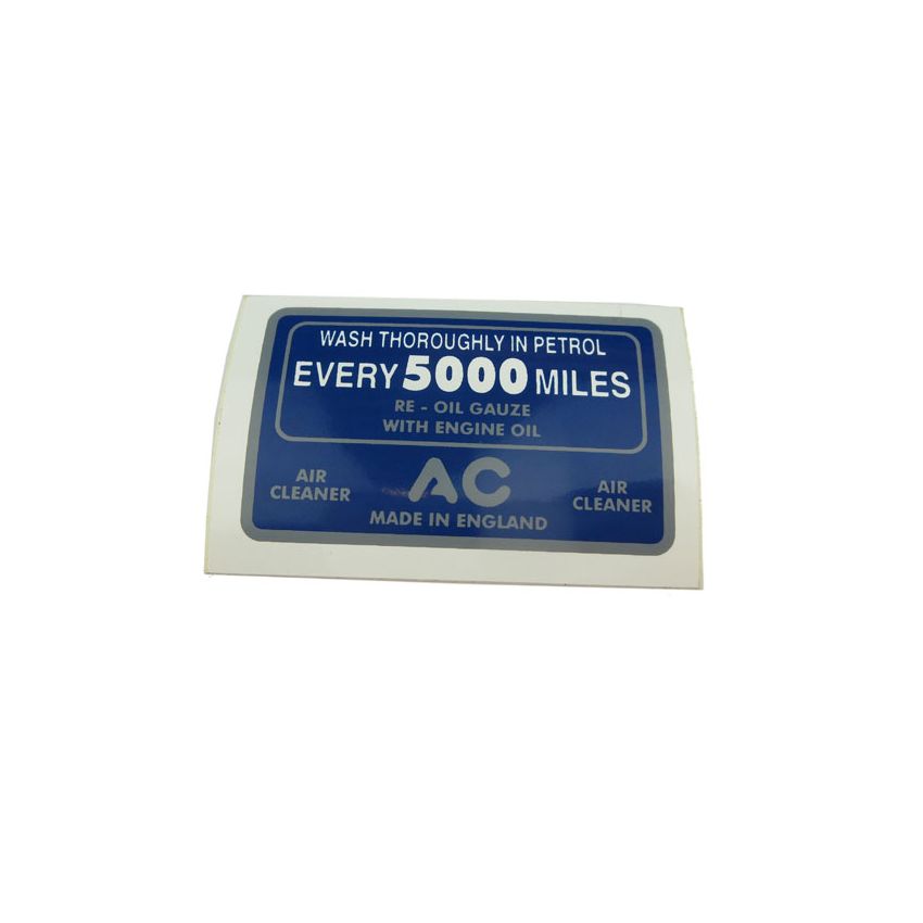 AC AIR CLEANER LABEL:  XK MODELS