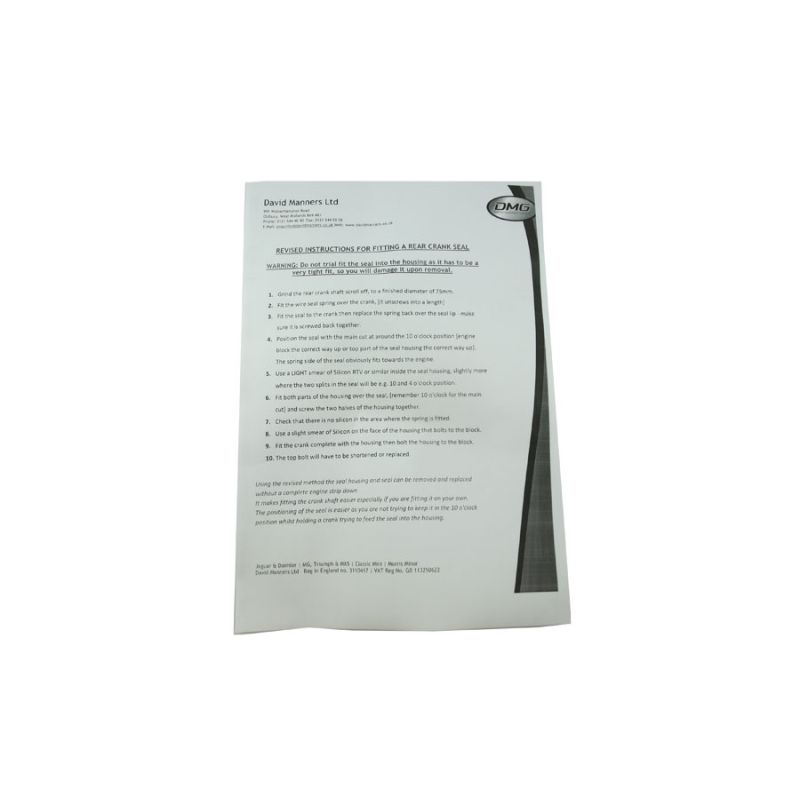 CRANK SEAL CONVERSION KIT INSTRUCTIONS