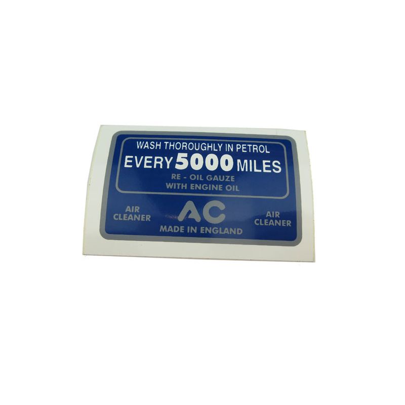 AC AIR CLEANER LABEL:  XK MODELS