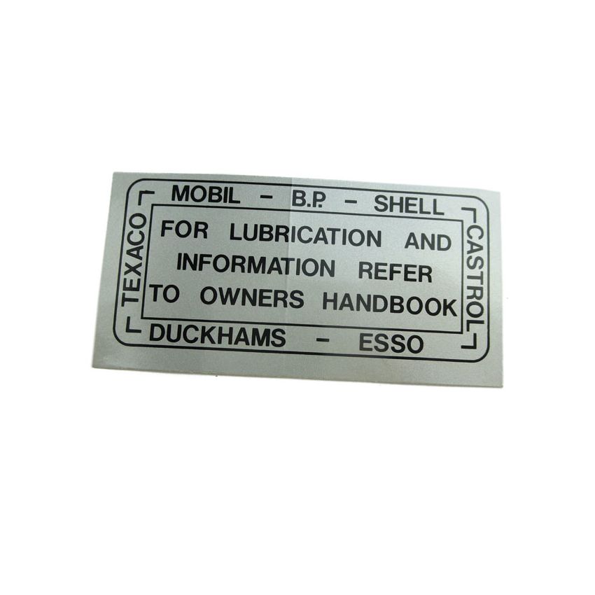 LUBRICATION DECAL:  E-TYPE S2, XJ6