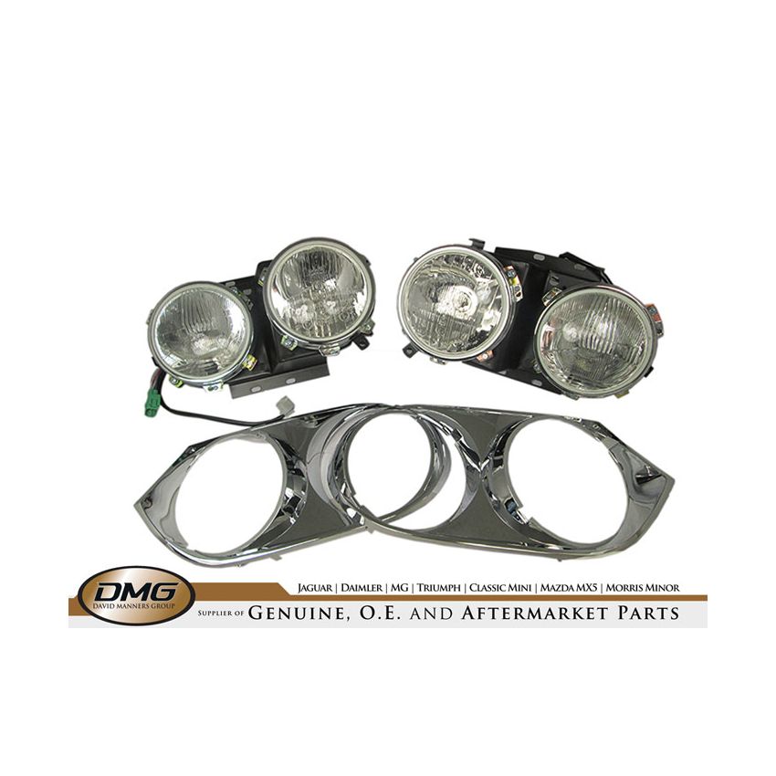 TWIN HEADLAMP CONVERSION KIT:  XJS RHD FACELIFT (CHROME PLASTIC TRIM)