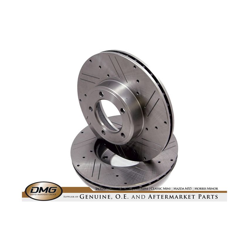 FRONT BRAKE DISCS (DRILLED/SLOTTED) (PAIR):  XJ6, XJ12, XJS, E-TYPE S3