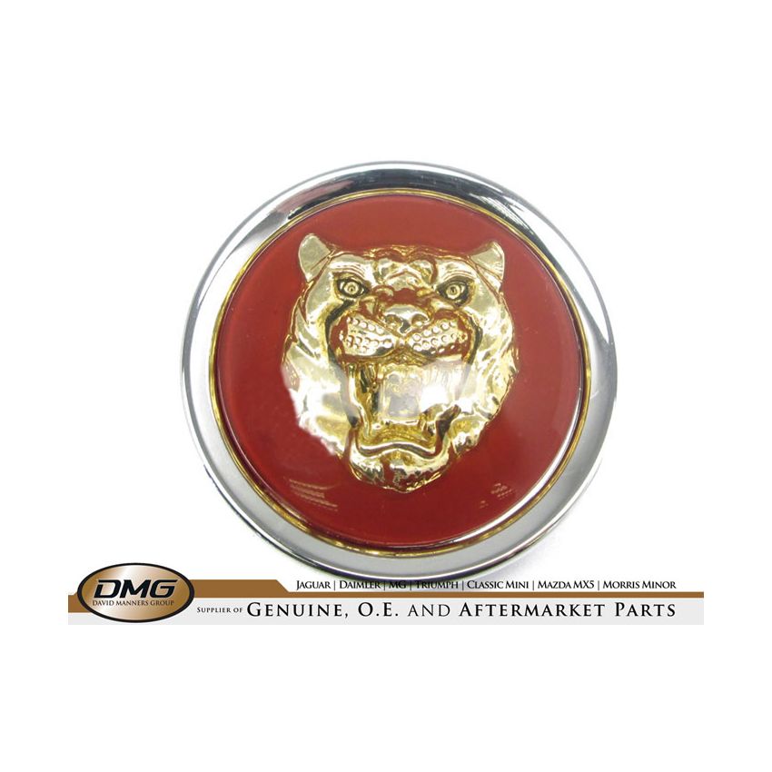 ROAD WHEEL BADGE (GOLD/RUBY):  XJ (X300)