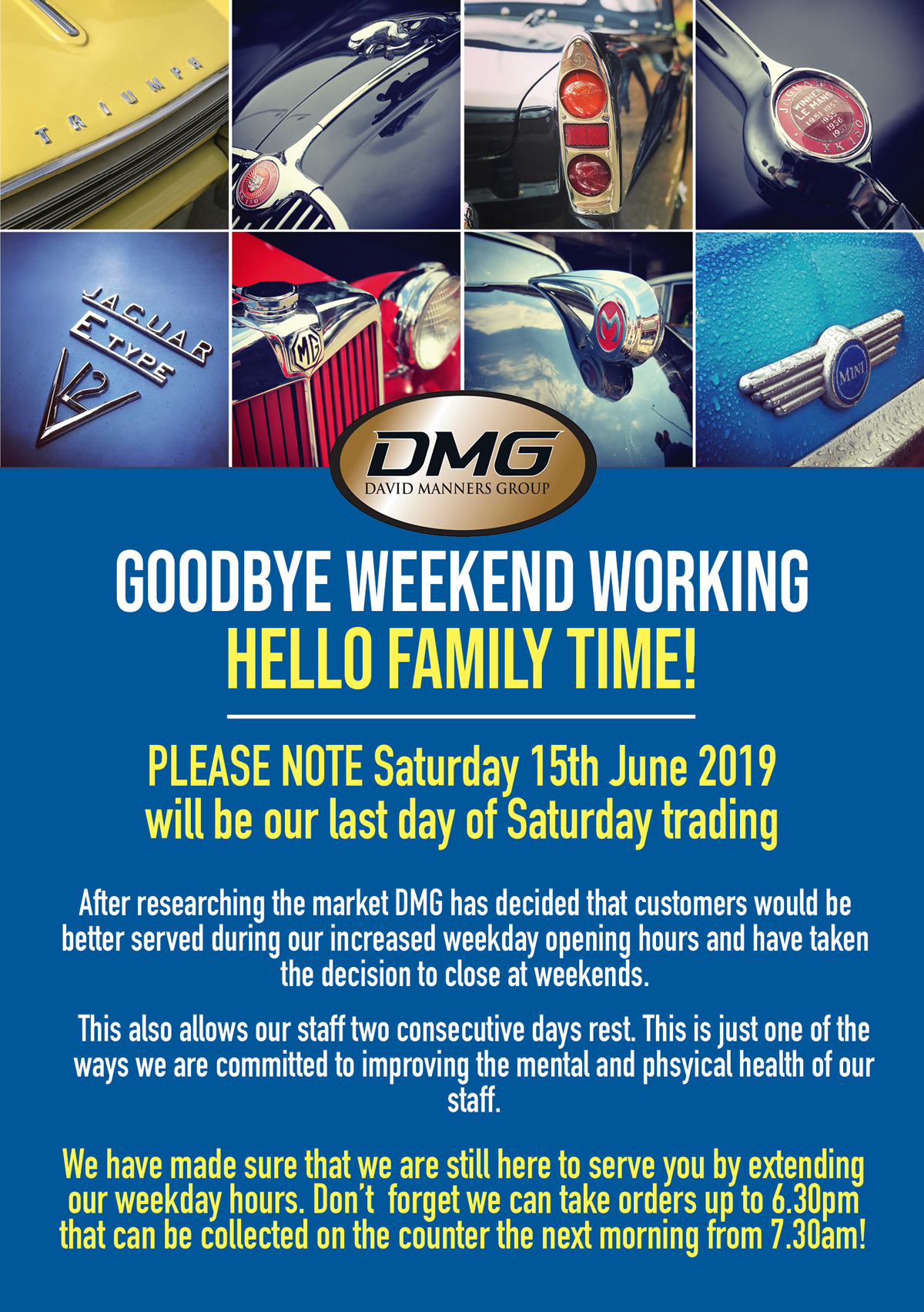 Goodbye weekend working, hello family time!
